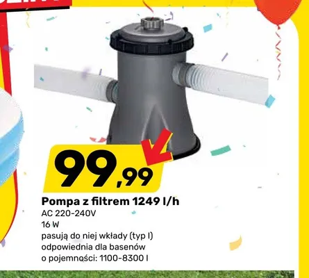 Pompa z filtrem 1249l/h AC 220-240V 16W promocja w Bricomarche