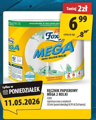 Ręcznik papierowy Foxy Mega 2 rolki promocja w Arhelan