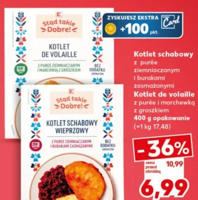 Kotlet de volaille z puree i marchewką z groszkiem promocja w Kaufland