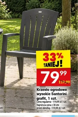 Krzesło ogrodowe wysokie Santorini grafit promocja w Twój Market