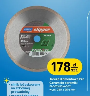 Tarcza diamentowa Norton Clipper Pro Ceram 250 mm promocja w Castorama