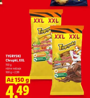 Chrupki kukurydziane o smaku czekoladowym Tygryski XXL promocja w Lidl