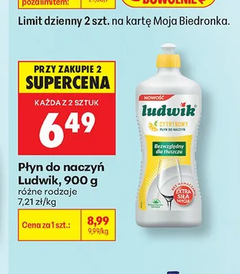 Płyn do naczyń Ludwik Cytrynowy promocja w Biedronka
