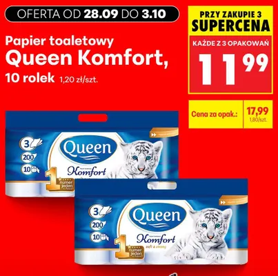 Papier toaletowy Queen Komfort 10-pak promocja w Biedronka
