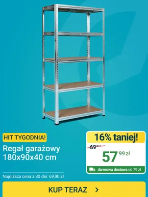 Regał garażowy ERLI 180x90x40 cm promocja w ERLI