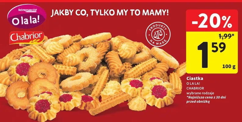 Ciastka wybrane rodzaje promocja w Intermarche