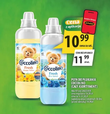 Płyn do płukania Coccolino Fresh Blue Splash promocja w Arhelan