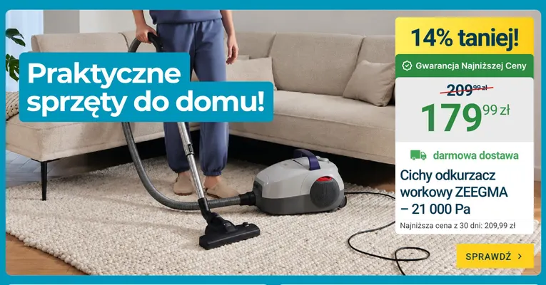 Cichy odkurzacz workowy Zeegma promocja w ERLI