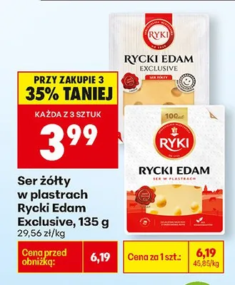 Ser żółty w plastrach Edam Exclusive promocja w Biedronka