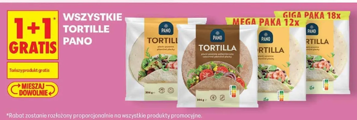 Tortilla pełnoziarnista Pano promocja w Biedronka