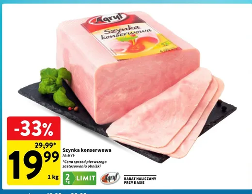 Szynka konserwowa Agryf promocja w Intermarche