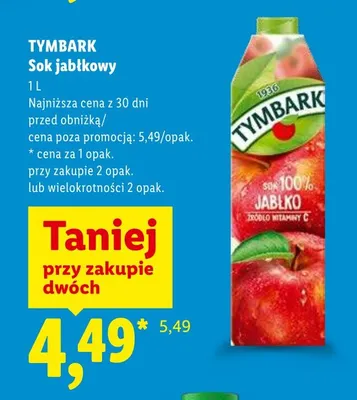 Sok jabłkowy Tymbark promocja w Lidl
