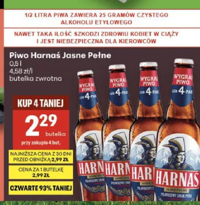 Piwo Harnaś Jasne Pełne promocja w Delikatesy Centrum