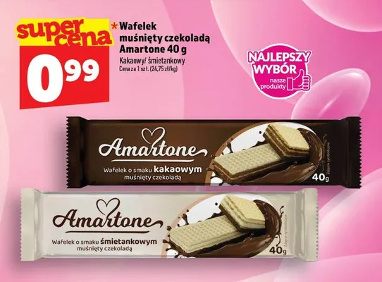 Wafelek Amartone o smaku kakaowym muśnięty czekoladą promocja w TOPAZ