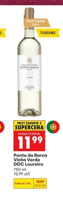 Wino półwytrawne białe Ponte da Barca Vinho Verde DOC Loureiro promocja w Biedronka