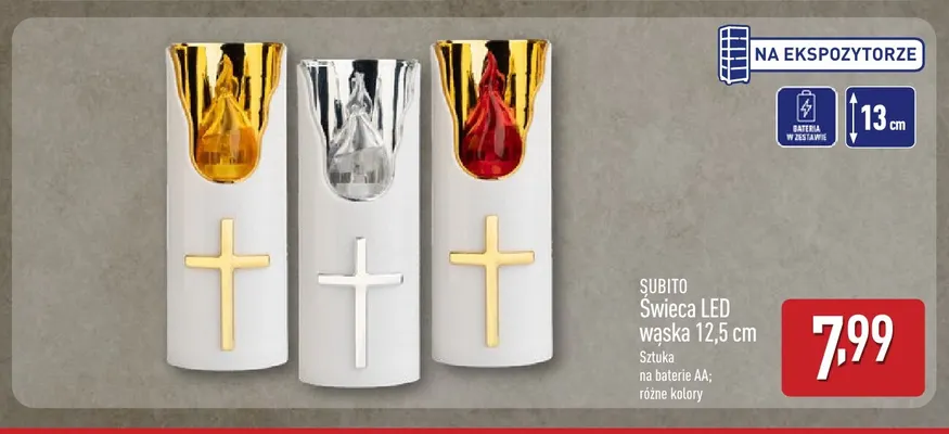 Świeca LED wąska 12,5 cm Subito promocja w Aldi
