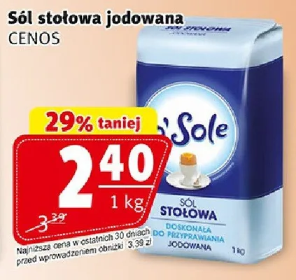 Sól stołowa jodowana 1kg promocja w Prim Market