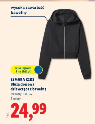 Bluza dresowa dziewczęca z bawełną promocja w Lidl