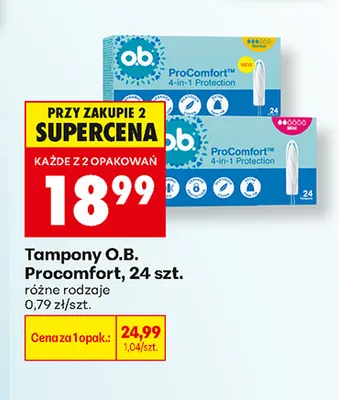 Tampony O.B. ProComfort Normal 24-pak promocja w Biedronka