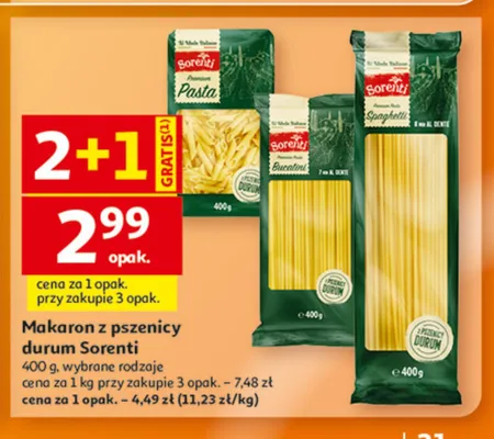 Makaron z pszenicy durum Sorenti Spaghetti promocja w Auchan