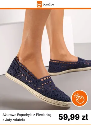 Ażurowe espadryle z plecionką z juty Born2be Adateia promocja w Born2be