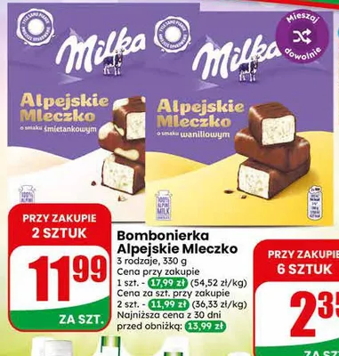 Bombonierka Alpejskie Mleczko Milka promocja w Dino