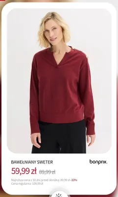 Bawełniany sweter bonprix. promocja w bonprix