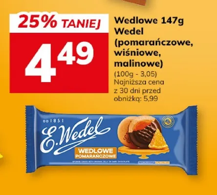 Wedlowe pomarańczowe Wedel 147g promocja w Hitpol