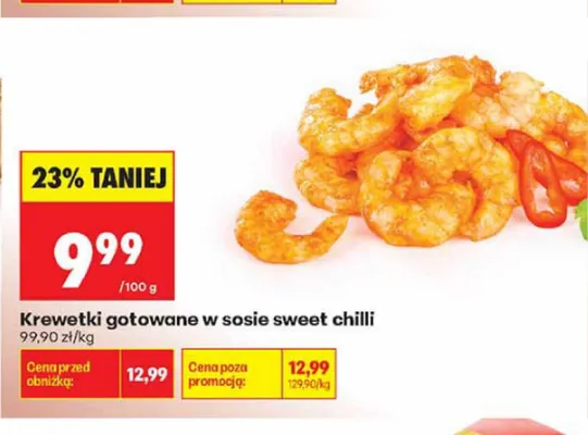 Krewetki gotowane w sosie sweet chilli promocja w Biedronka