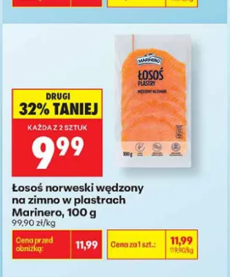 Łosoś norweski wędzony na zimno w plastrach Marinero promocja w Biedronka