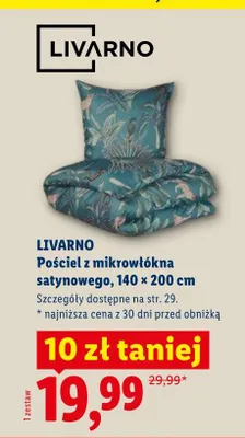Pościel z mikrowłókna satynowego Livarno 140x200cm promocja w Lidl