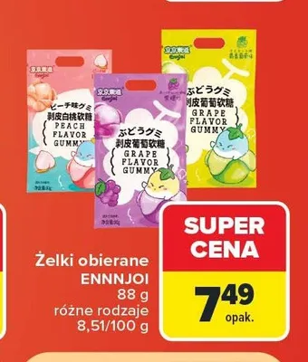Żelki obierane Ennnjoi winogronowe ciemne promocja w Carrefour