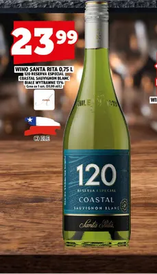 Wino białe Santa Rita 120 Reserva Especial Coastal Sauvignon Blanc wytrawne promocja w TOPAZ