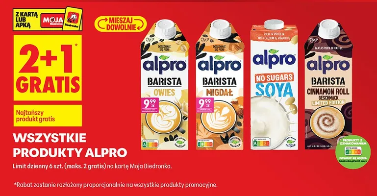 Wszystkie rodzaje produktów 2+1 GRATIS promocja w Biedronka