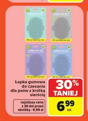 Łapka gumowa do czesania dla psów z krótką sierścią promocja w Carrefour