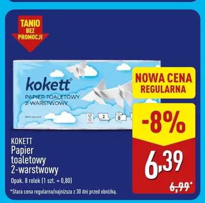 Papier toaletowy 2-warstwowy 8-pak Kokett promocja w Aldi