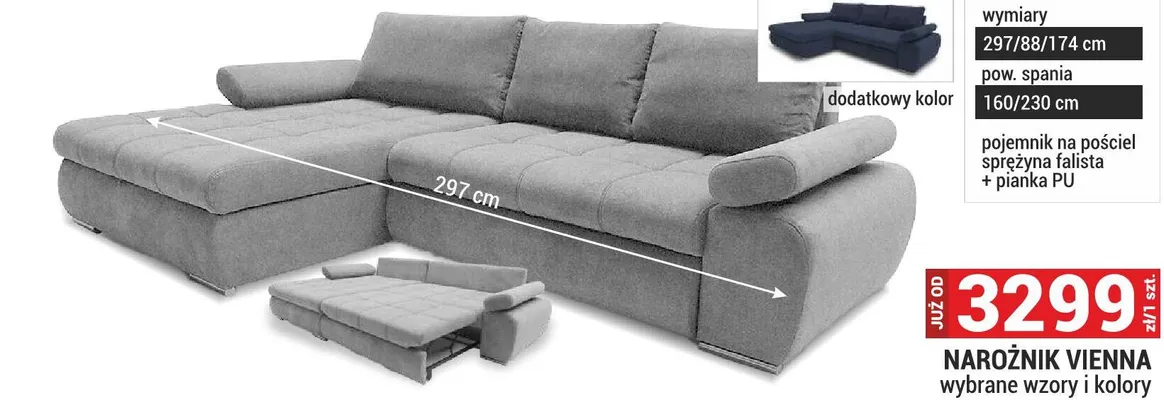 Narożnik VIENNA wybrane wzory i kolory promocja w Merkury Market