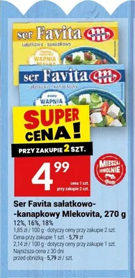 Ser Favita sałatkowo-kanapkowy Mlekovita promocja w Twój Market