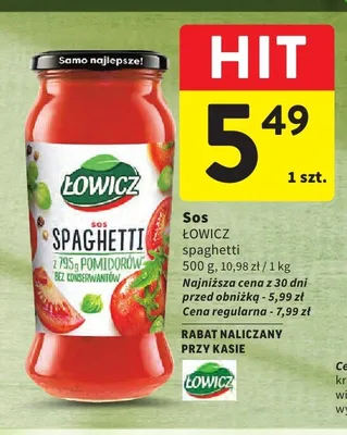 Sos spaghetti Łowicz promocja w Intermarche