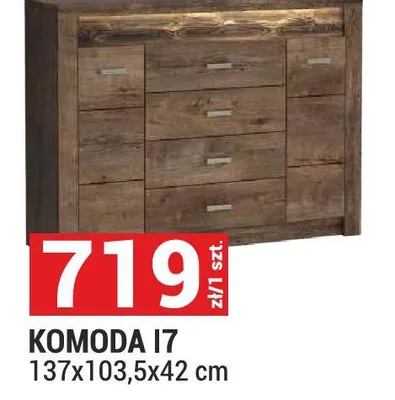 Komoda I7 System Indianapolis kolor jesion ciemny 137x103,5x42cm promocja w Merkury Market