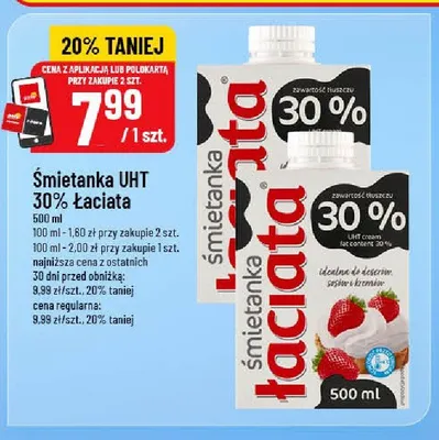 Śmietanka UHT 30% Łaciate promocja w POLOmarket