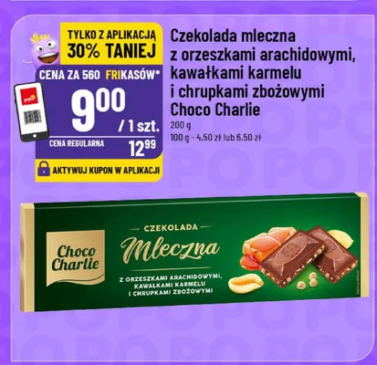 Czekolada mleczna z orzeszkami arachidowymi kawałkami karmelu i chrupkami zbożowymi Choco Charlie promocja w POLOmarket