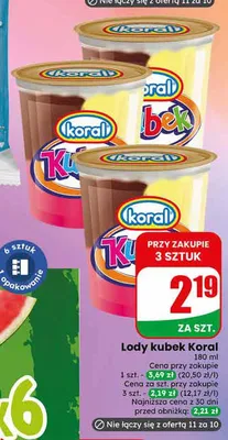 Lody kubek Koral promocja w Dino
