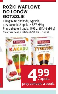 Rożki waflowe do lodów Gotszlik Kakadu promocja w Stokrotka