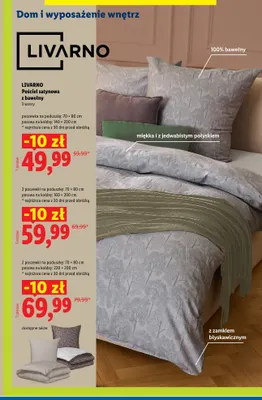 Pościel satynowa z bawełny Livarno 140x200 cm 70x80 promocja w Lidl