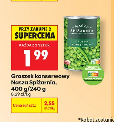 Groszek konserwowy Nasza Spiżarnia promocja w Biedronka