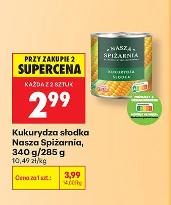 Kukurydza słodka Nasza Spiżarnia promocja w Biedronka