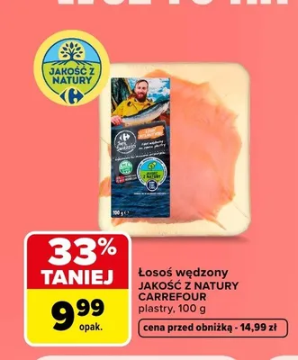 Łosoś wędzony Jakość z Natury Carrefour plastry promocja w Carrefour