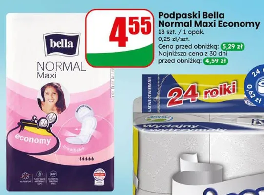 Podpaski Bella Normal Maxi Economy promocja w Dino