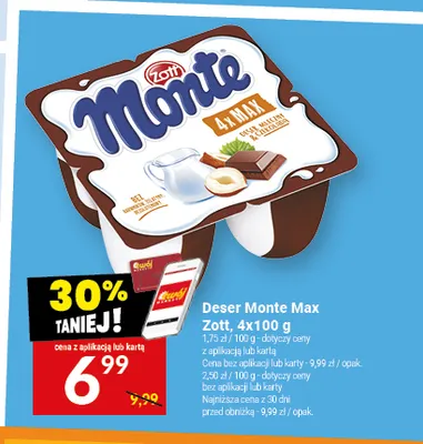 Deser Monte Max 4-pak Zott promocja w Twój Market